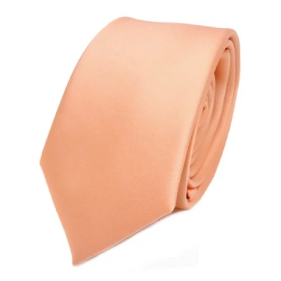Abbildung von TigerTie Herren Krawatte 6 cm schmale Satin Tie in lachs orange hellorange einfarbig uni Business, festliche Veranstaltungen und Freizeit