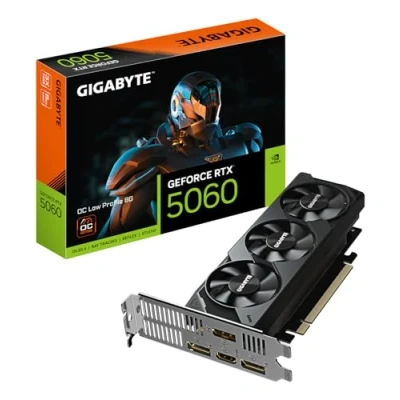 Abbildung von Gigabyte GeForce RTX 5060 OC Low Profile 8G Grafikkarte 8GB GDDR7, 128bit, PCI E 5.0, 2512 MHz Kerntakt, 3 x DisplayPort, 1 HDMI, GV N5060OC 8GL