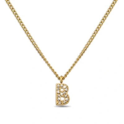 Abbildung von GD GOOD.designs Kette Buchstabe B Gold für Damen I 18K vergoldete Halskette mit Zirkonia Initialien Goldene Edelstahl Buchstabenkette (Buchstabe B)