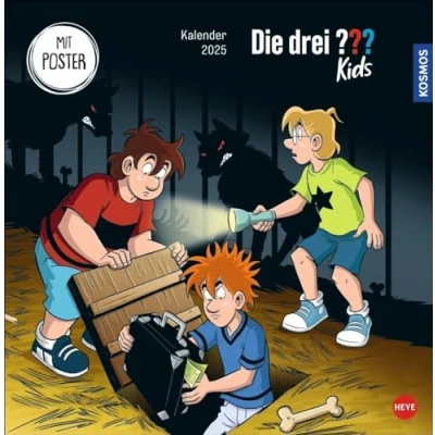Abbildung von Die drei ??? Kids Broschurkalender 2025: Ein Jahr voller Abenteuer mit den Junior Detektiven Justus, Peter und Bob. Wandkalender 2025 zum Eintragen ... Tipps (Kino Entertainment Kalender Heye)