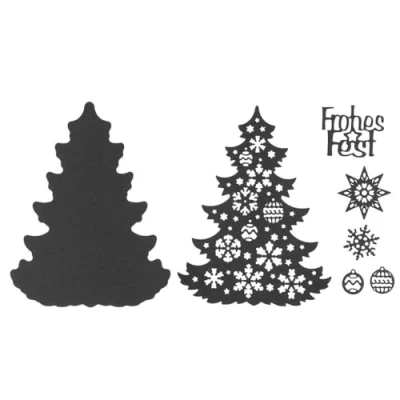 Abbildung von Ideen mit Herz Stanzschablonen Tannenbaum &amp; Frohes Fest 7 Stück