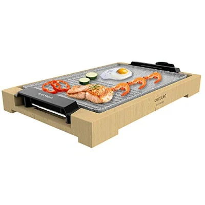 Abbildung von Cecotec Elektrogrill Tasty&amp;Grill 2000 Bamboo MixStone. W, Bambusstruktur, Einstellbarer Thermostat, Grill und Griddle Mischfläche, RockStone Beschichtung, Spülmaschinenfest (3091)