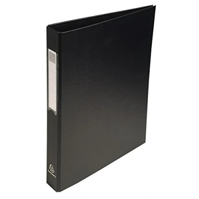 Abbildung von Exacompta 51381E Ringbuch aus festem Karton 1,8mm Kunststoffbezug aussen und innen, 4 Ringe Füllhöhe 25mm für DIN A4 Schwarz