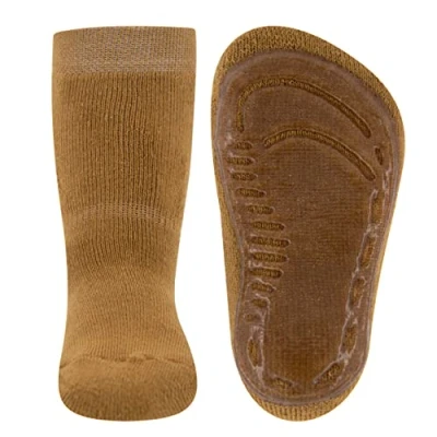 Abbildung von EWERS Stoppersocken SoftStep Uni, Socken mit Anti Rutsch Sohle für Jungen und Mädchen, 1 Paar rutschfeste Kindersocken Gummisohle, Kurkuma (Gelb Orange), Größe 39 42