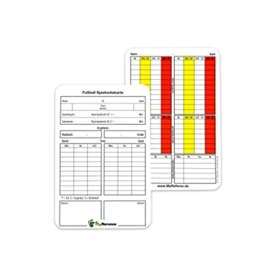 Abbildung von MyReferee Schiedsrichter Spielnotizkarten Fussball 100 Stück NEUE GENERATION gemäß DFBnet