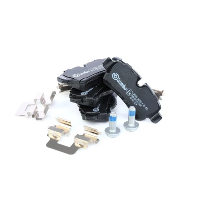 Abbildung von BREMBO P 06 052 Bremsbelagsatz für Verschleißwarnanzeiger vorbereitet mit Bremssattelschrauben Zubehör MINI: Hatchback, Convertible, Clubman