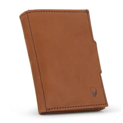 Abbildung von DONBOLSO NextGen Slim Wallet mit Münzfach RFID Schutz Kreditkartenetui für bis zu 11 Karten Minimalistische Portemonnaie Vintage Braun