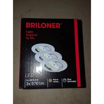 Abbildung von BRILONER Leuchten LED Einbauleuchten, 3er Set, Deckenlampen dimmbar, Modul schwenkbar, je 6,5 Watt, 570 Lumen, 3.000 Kelvin, IP23, Aluminiumfarbig, 82x28mm (DxH), 7296 039