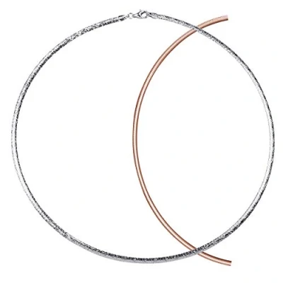 Abbildung von MATERIA Damen Halskette Collier Rosegold 2in1 925 Silber Tonda Kette Halsreif 45cm rhodiniert vergoldet + Etui CO 19