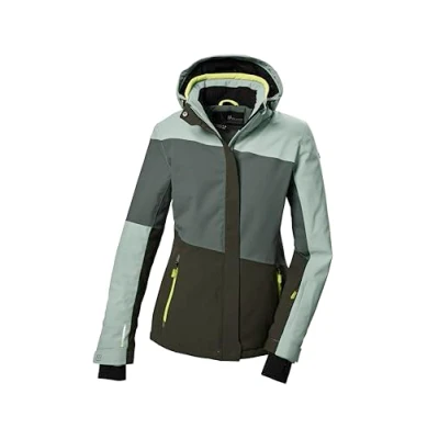 Abbildung von killtec Damen Ksw 67 Wmn Jckt Skijacke/Funktionsjacke Mit Abzippbarer Kapuze Und Schneefang, Grün/grau, 40 EU