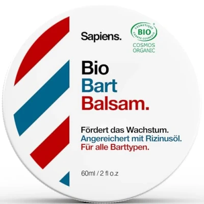 Abbildung von Sapiens Barbershop Bart Balsam Männer Bio 60 ml Natürliches &amp; Bartwachs mit Sheabutter und Rizinusöl Bartpflege für Herren Spendet Feuchtigkeit Struktur