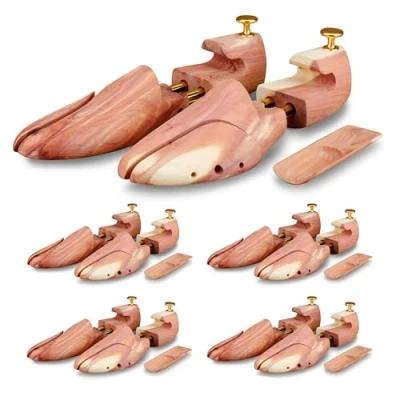 Abbildung von Langer &amp; Messmer 5 Paar Schuhspanner aus Zedernholz (für Herren und Damen) inkl. Reiseschuhlöffel Zedernholz, Größe 34 bis 50, das Original!, 40/41