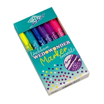 Abbildung von WEDO Textmarker 6er Set, löschbar, in den Farben gelb, grün, rosa, lila, violett, blau, türkis
