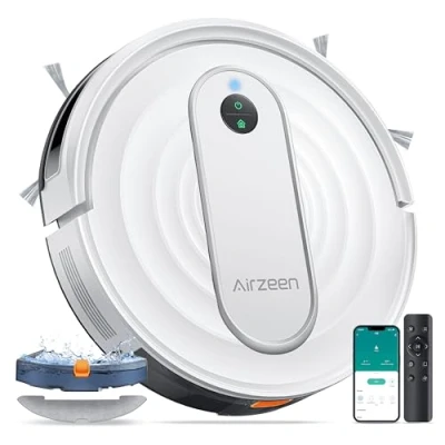 Abbildung von Airzeen Saugroboter mit Wischfunktion,4000Pa Starke Saugkraft J10 Staubsauger Roboter Wischfunktion,Fernbedienung und APP gesteuerter Saugroboter,geeignet für Hartböden,Kehrroboter Tierhaare