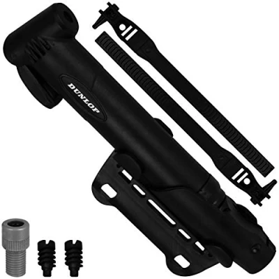 Abbildung von Dunlop Mini Fahrradluftpumpe schwarz inkl. Adapter Luftpumpe Minipumpe Fahrrad Pumpe Miniluftpumpe