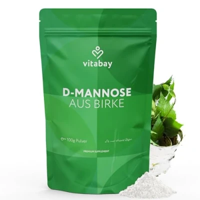 Abbildung von Vitabay D Mannose Pulver aus Birke 100g Vegan, Naturbelassen &amp; Laborgeprüft 2g Manose pro Tagesdosis Dmannosse