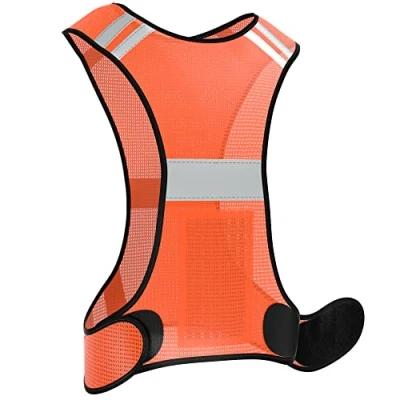 Abbildung von EAZY CASE Reflektorweste, Sicherheitsweste, flexibel einstellbar, Warnweste mit Reflektoren, atmungsaktiv, reflektierende Weste, ideal zur Erhöhung der Sichtbarkeit im Straßenverkehr, Neon Orange