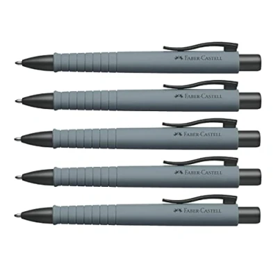 Abbildung von FABER CASTELL 205024 Kugelschreiber Poly Ball, urban stone grey, 5 Stück, mit auswechselbarer 0.5 mm Mine, dokumentenecht