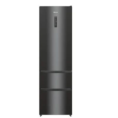 Abbildung von Hisense RM469N4AFD1 Kühl Gefrierkombination/freistehend/EEK D/36dB/ NoFrost/368 Liter/XtremeFreeze/Smart Fresh/Metal Cooling/CrispZone/Convert ZeroZone/Eco Mode/HxBxT: 200x60x66,3 cm/Schwarz Inox