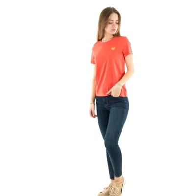 Abbildung von ONLY Damen ONLKITA Life S/S Logo TOP NOOS T Shirt, Cayenne/Print:Gold Glitter Heart, 32