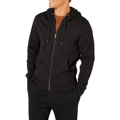 Abbildung von Amazon Essentials Herren Fleece Kapuzenpulli mit durchgehendem Reißverschluss (erhältlich in den Größen Big &amp; Tall), Schwarz, 5XL Große