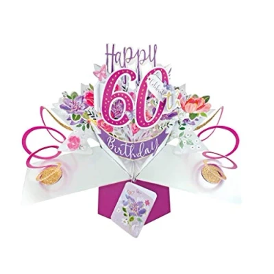Abbildung von Pop Up Grußkarte zum 60. Geburtstag, Motiv: Weibliche Karte