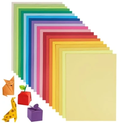 Abbildung von Origami Papier, 180 Blatt, 20 leuchtende Farben, A4, 80 g/m², doppelseitiges buntes Faltpapier für DIY Schul Kunsthandwerksprojekte, Kinder und Erwachsene