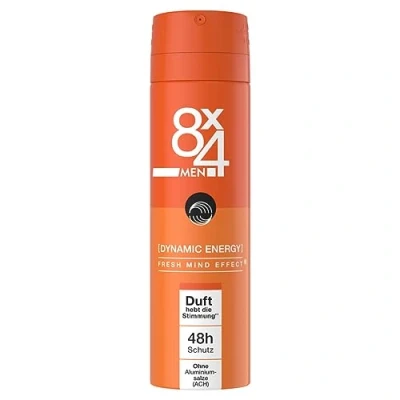 Abbildung von 8X4 Men Dynamic Energy Deospray, Deospray für Männer mit holzig maskulinem Duft, Deo ohne Aluminium (ACH) 48h zuverlässigem Schutz (150 ml)