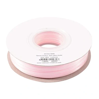 Abbildung von Vaessen Creative Satinband 3mmx100m Pink, Schleifenband, Dekoband, Bänder zum Basteln, Stoffbänder für Hochzeit, Taufe Und Geburtstagsgeschenke