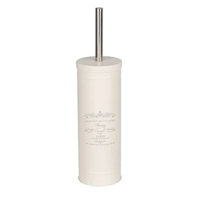 Abbildung von WENKO WC Garnitur Home, geschlossener Vintage Bürstenhalter, aus lackiertem Stahl in Creme, inkl. Ø 8 cm Bürste, 9 x 37,5