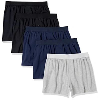 Abbildung von Amazon Essentials Herren Boxershorts Unterwäsche aus Baumwolljersey (erhältlich in Übergrößen), 5er Pack, Grau Meliert/Marineblau/Schwarz, 3XL Große Größen