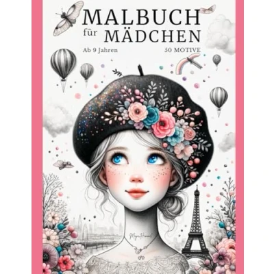 Abbildung von Malbuch für Mädchen (ab 9 Jahre) Das schöne Geschenk Kinder und Teenager: 50 Motive (Tiere, Pferde, Portraits, verspielte Muster) zur Zen inspirierten Beschäftigung