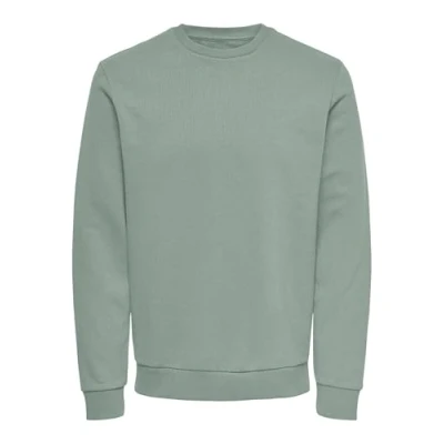 Abbildung von Herren O&amp;S Basic Sweatshirt Regular Fit Pullover Langarm Jumper Sweater Shirt ohne Kapuze ONSCERES, Farben:Pastell Grün, Größe:S
