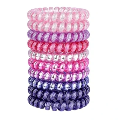 Abbildung von JessLab Spiral Haargummis, 10 Stk Spurenloses Telefonkabel Haargummis Kunststoffspule Pferdeschwanzhalter No Damage Haarschmuck für Mädchen Frauen Damen, Farbe Sortiert (#37)