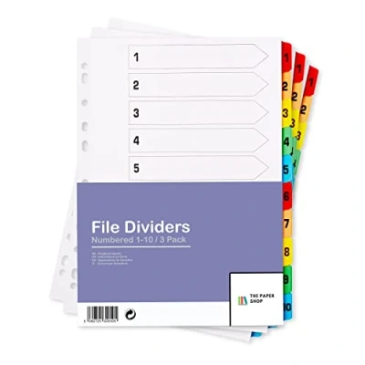 Abbildung von [3er Set] ordner Register A4 Farbig 10 teiliges Trennblätter für nummeriert 110 (1 10) einfach perfekt zum Organisieren