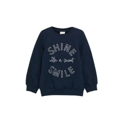 Abbildung von s.Oliver MIT Schmucksteinen Inside Brushed Sweatshirt für Kinder, Größe: 104/110, Navy