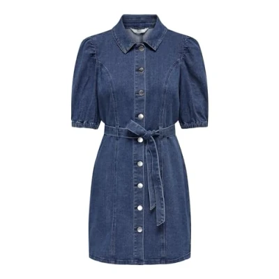 Abbildung von ONLY Damen Onlvibbe Ss Belt DNM Dress MBD Noos, Medium Blue Denim, S