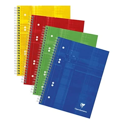 Abbildung von Clairefontaine 8572C Packung mit 5 Collegeblöcken DIN A5 Ringbuchlochung, 6 fach gelocht, 80 Blatt kariert, 90g, farbig sortiert, 1 Pack