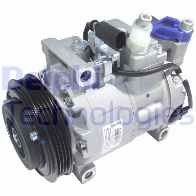 Abbildung von DELPHI TSP0159378 Kompressor Denso 7SEU16C PAG 46 mit Kompressoröl AUDI: A4 B6 Avant, B7 Saloon, VOLKSWAGEN: Polo IV Hatchback