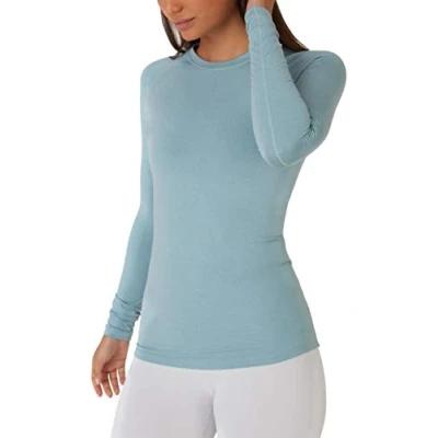 Abbildung von TCA Thermounterwäsche Damen Extra Warm Thermo Unterwäsche für Sport Thermoshirt Funktionsshirt Langarm Kompressions Laufoberteil Türkis, M