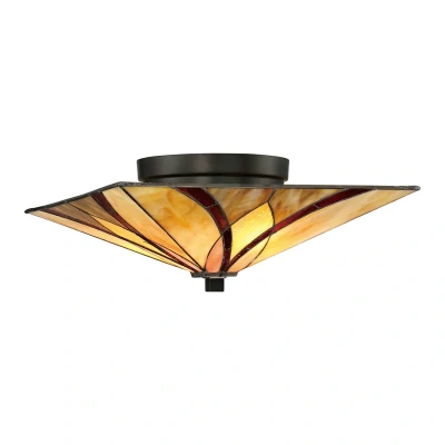 Abbildung von Quoizel QZ Asheville F Deckenleuchte 2xE27 H:16,7 L:38,1 B:38,1 im Tiffany Stil
