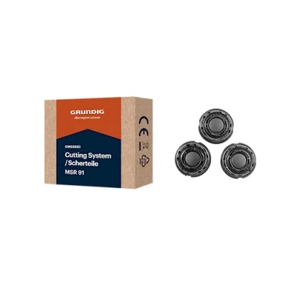 Abbildung von Grundig Ersatzscherkopf MSR 91 (GMS3920), Scherteile für den Herrenrasierer ProClub MS 9130, 3 Ersatzscherköpfe, Titanium Blades Technologie, einfacher Austausch, nachhaltige Verpackung