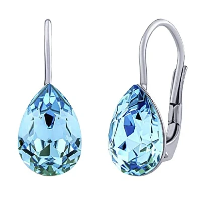 Abbildung von SILVEGO Damen Ohrringe aus 925 Sterling Silber mit Swarovski Crystals Tropfen Blau