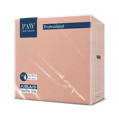 Abbildung von PAW Airlaid Servietten (40 x 40 cm) I 50 Stück Einfarbig Stoffähnlich Elegante Tischdekoration HoReCa Zu wichtigen Anlässen wie Hochzeiten, Feiern, Weihnachten Unicolor: Rosa