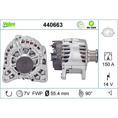 Abbildung von VALEO 440663 Lichtmaschine 14V 150A RENAULT: Espace 5, Trafic 3 Bus