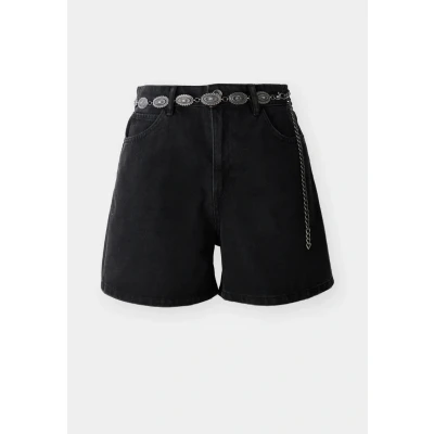 Abbildung von ONLY Onlvega Western BELT Jeans Shorts, Damen, Größe: Small, Washed black