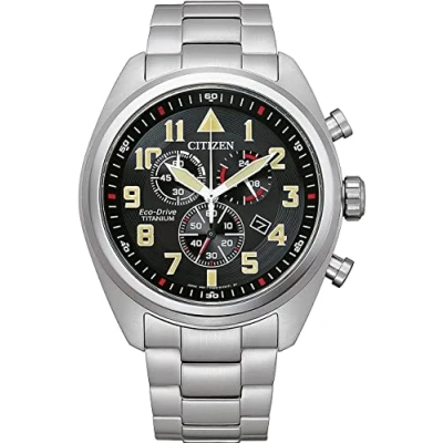 Abbildung von CITIZEN Herren Analog Quarz Uhr mit Titan Armband AT2480 81E, Schwarz