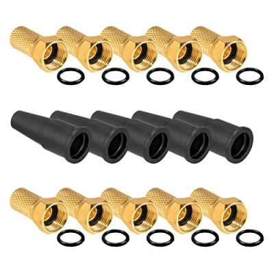 Abbildung von HB DIGITAL Sat Zubehör Set 10x F Stecker 7mm Vergoldet breite Mutter + 5X Gummitüllen HQ für Koaxial Antennenkabel Kabel BK Anlagen