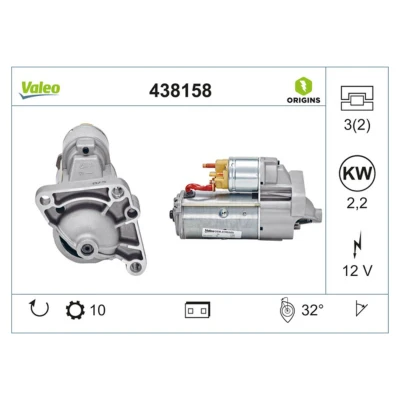 Abbildung von VALEO NEW ORIGINAL PART 438158 Anlasser 12 2,2 10 RENAULT: TRAFIC 2 Kasten, LAGUNA 2, Bus, OPEL: Vivaro A Van, Combi kfzteile,