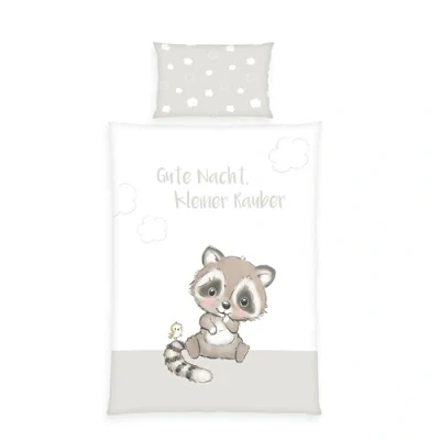 Abbildung von Herding babybest Kleiner Räuber Bettwäsche, Made in Green, Kopfkissenbezug 40 x 60 cm Mit Hoteleinschlag, Bettbezug 100 135 cm, Reißverschluss, 100% Baumwolle/Renforcé